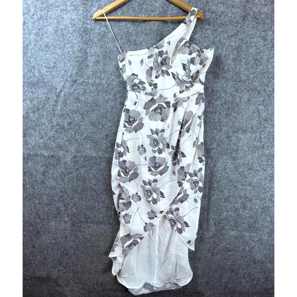 Runaway The Label Dress Womens‎ 10 White Black Floral Pleated One Shoulder